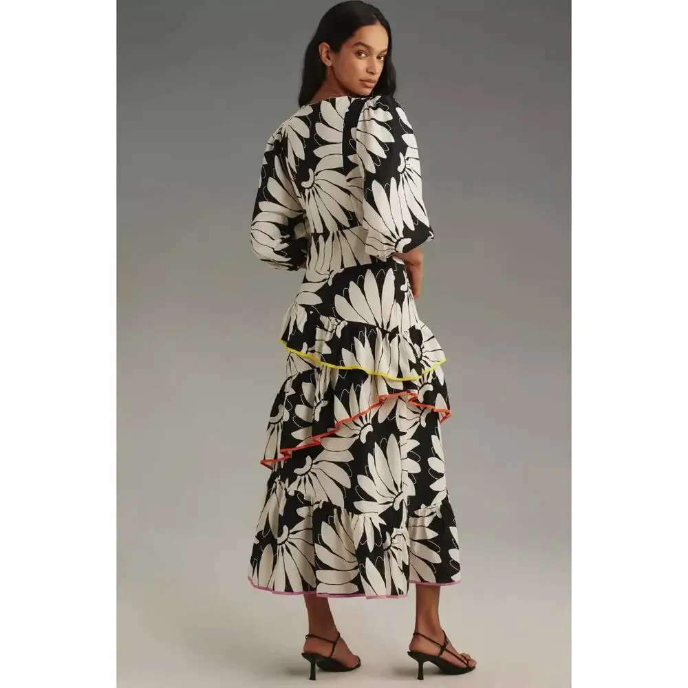 Anthropologie Black and White Floral Maxi Dress - Picture 2 of 5